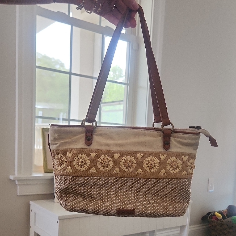 Sakroots Elegant Tan and Cream Tote Bag